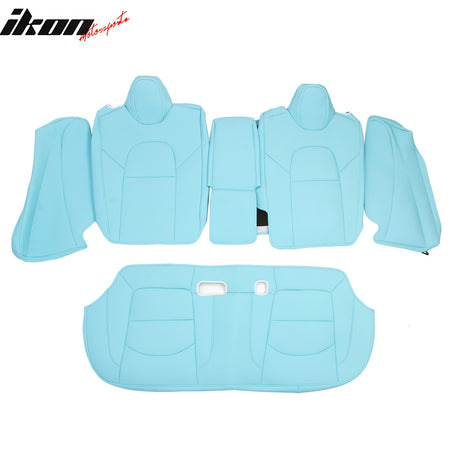 Fits 17-23 Tesla Model 3 5-Seat Seat Covers Blue Cushion Protector Leather 12PCS