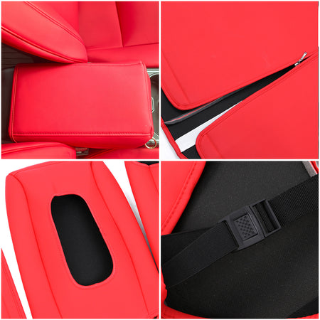 Fits 17-23 Tesla Model 3 5-Seat Seat Covers Red Cushion Protector Leather 12PCS