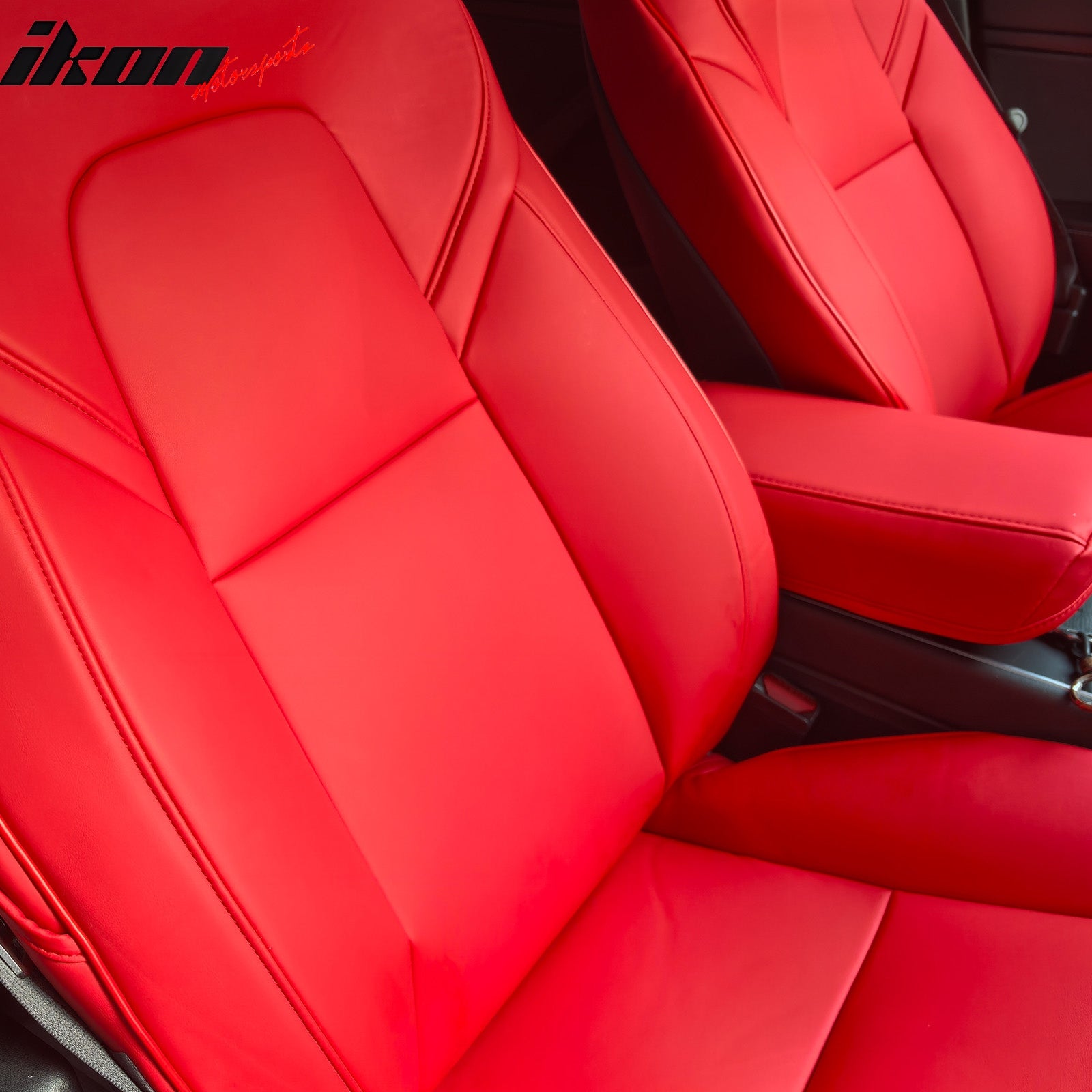 Fits 17-23 Tesla Model 3 5-Seat Seat Covers Red Cushion Protector Leather 12PCS