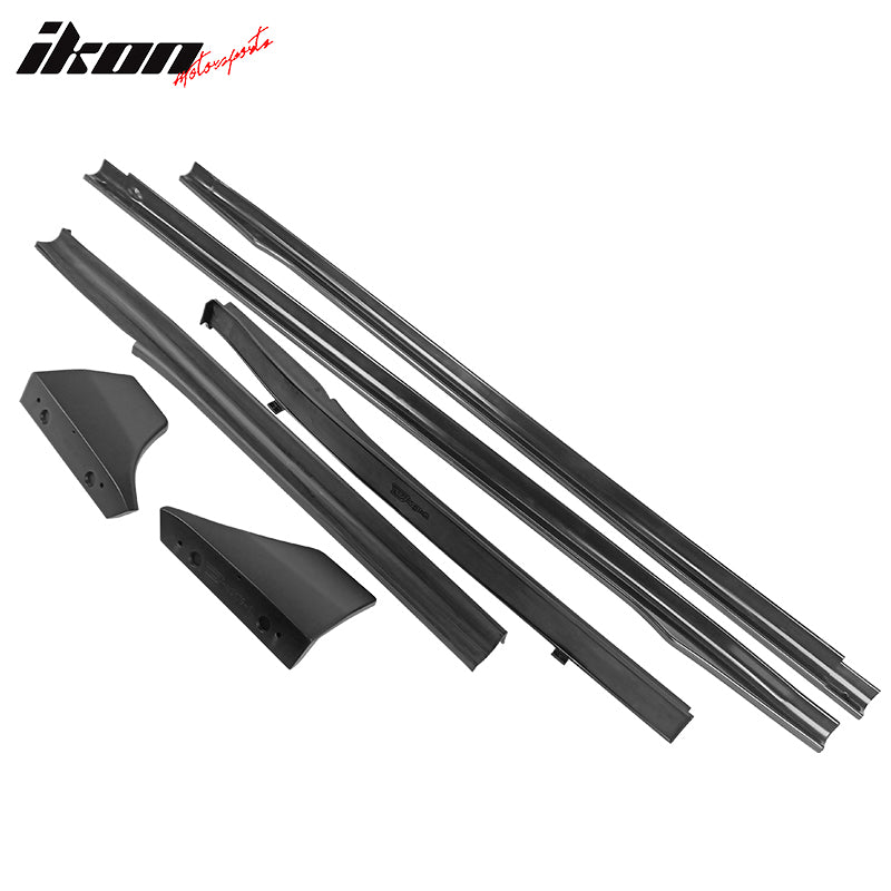 Fits 17-25 Tesla Model 3 V Style 6PCS Side Skirts Extension Panel PP Matte Black