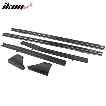 Fits 17-25 Tesla Model 3 V Style 6PCS Side Skirts Extension Panel PP Matte Black