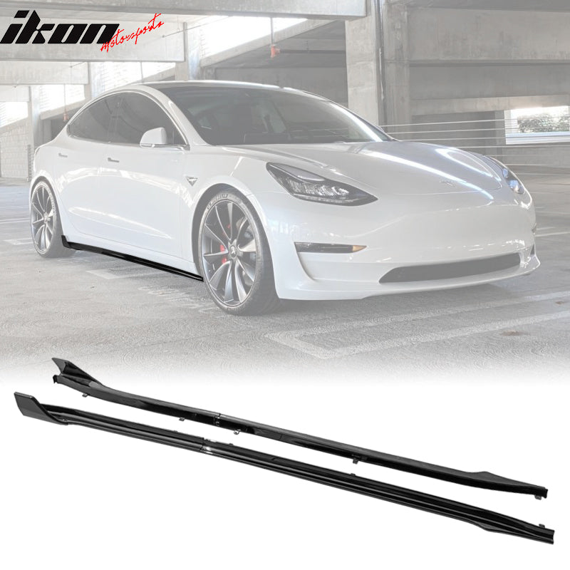 2017-2023 Tesla Model 3 Side Skirts Extension V Style Gloss Black 6PC PP