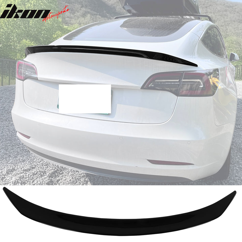 2017-2023 Tesla Model 3 V Style Gloss Black Rear Trunk Spoiler Lip ABS
