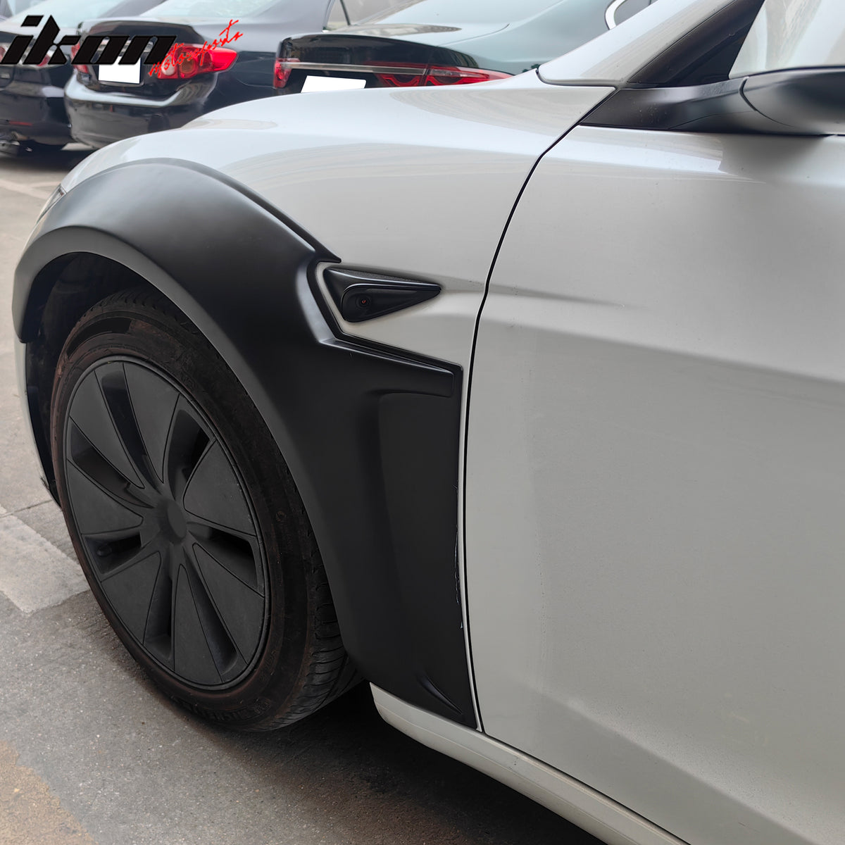 Fits 17-25 Tesla Model 3 IKON Style Fender Flares Sanded Wheel Cover 6PCS - ABS
