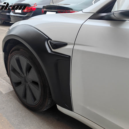Fits 17-25 Tesla Model 3 IKON Style Fender Flares Sanded Wheel Cover 6PCS - ABS