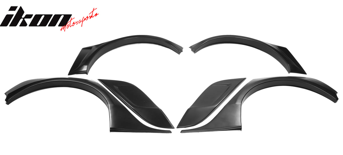 Fits 17-25 Tesla Model 3 IKON Style Fender Flares Sanded Wheel Cover 6PCS - ABS