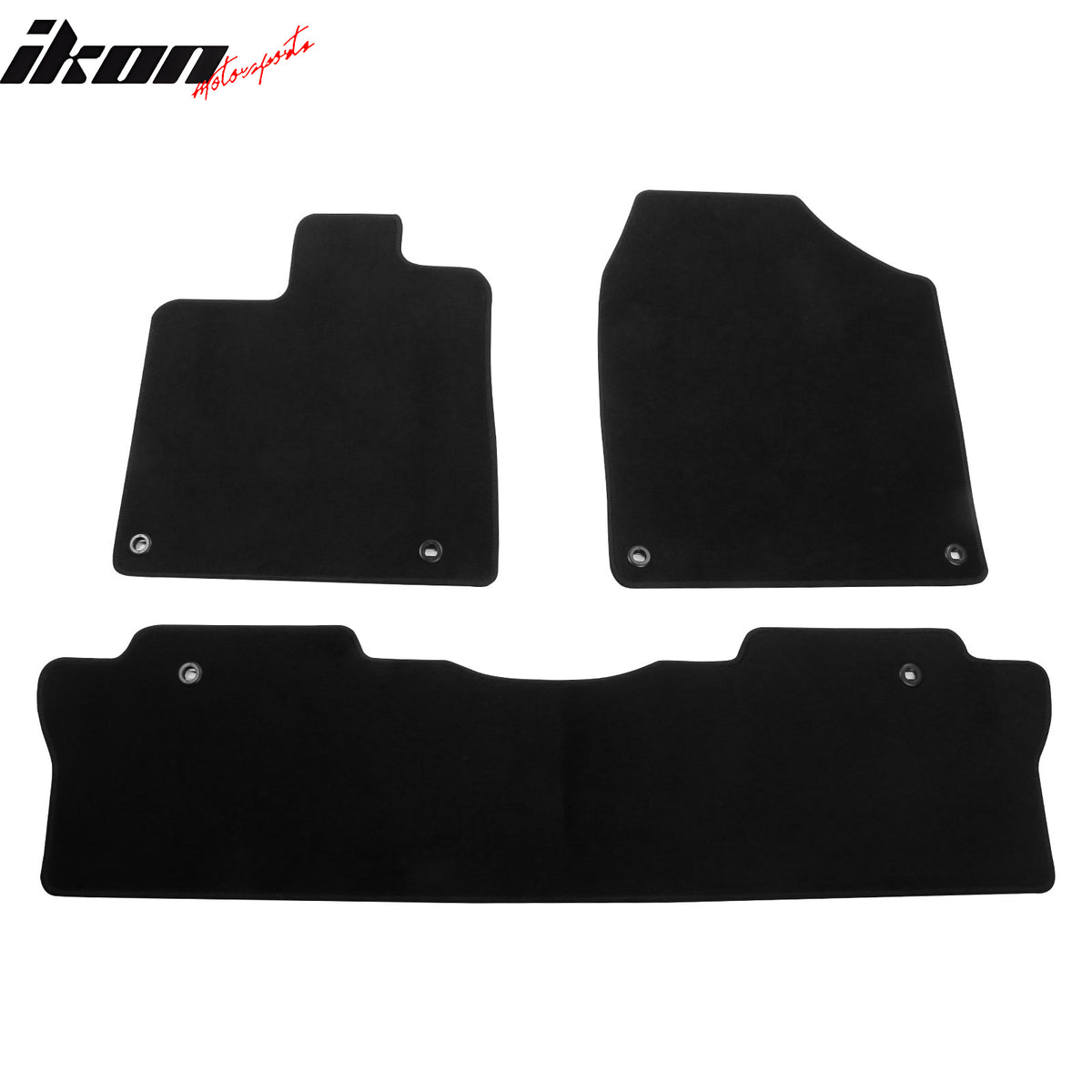 IKON MOTORSPORTS, Nylon Car Floor Mats Compatible with 2017-2025 Honda Ridgeline 4DR, OE Style Black Driver Passenger Car Carpets, Front Rear 3PCS Full Set