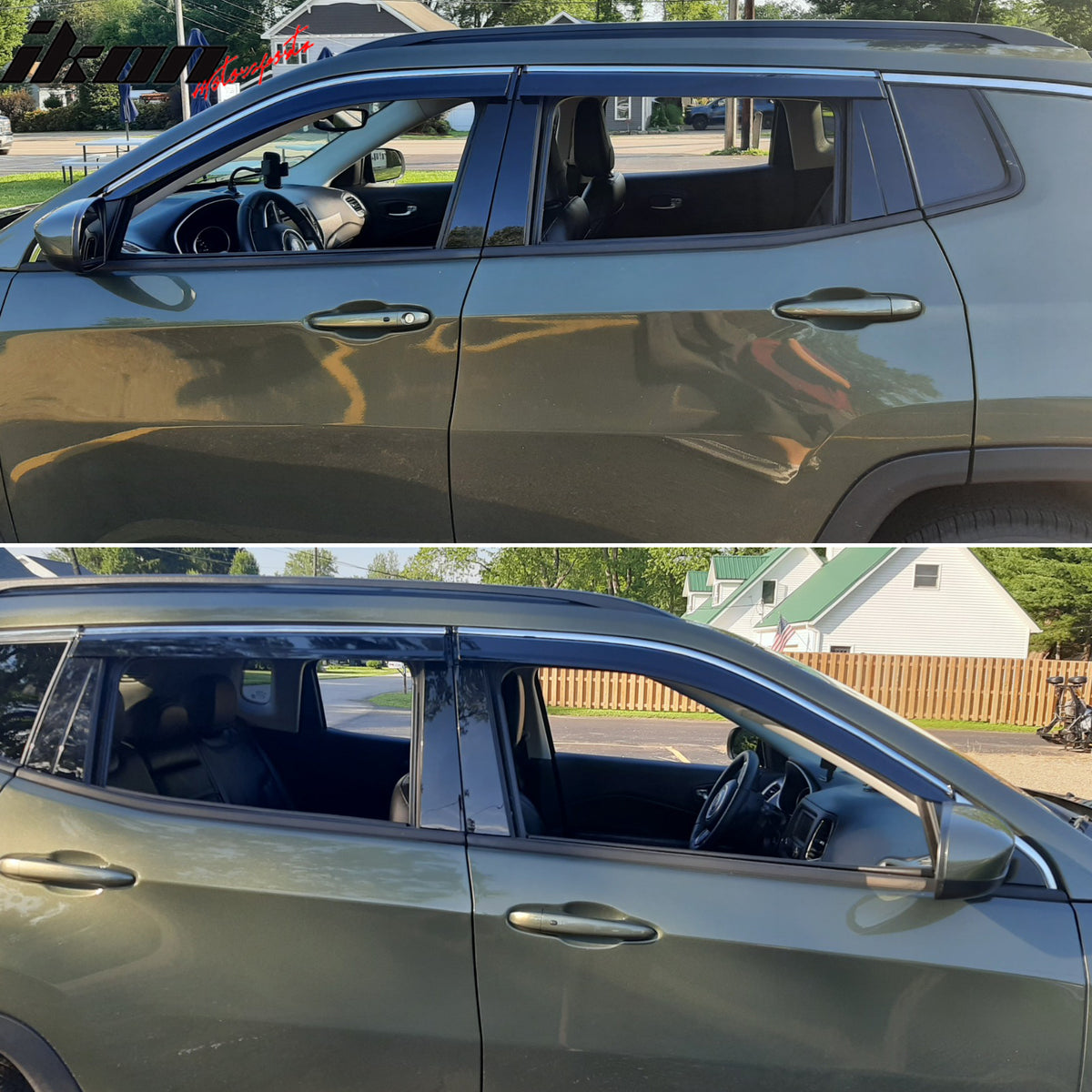 Fits 17-25 Jeep Compass MP Window Visors Vent Rain Guards W/Chrome Trim PC 4PCS