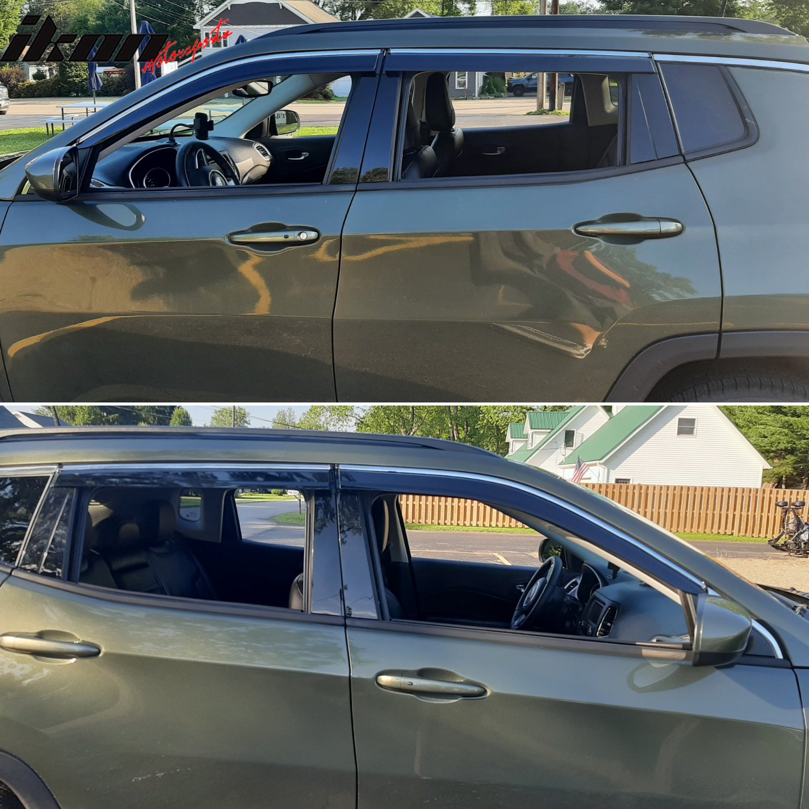 Fits 17-25 Jeep Compass MP Window Visors Vent Rain Guards W/Chrome Trim PC 4PCS