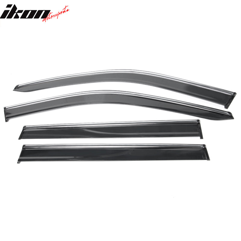 Fits 17-25 Jeep Compass MP Window Visors Vent Rain Guards W/Chrome Trim PC 4PCS