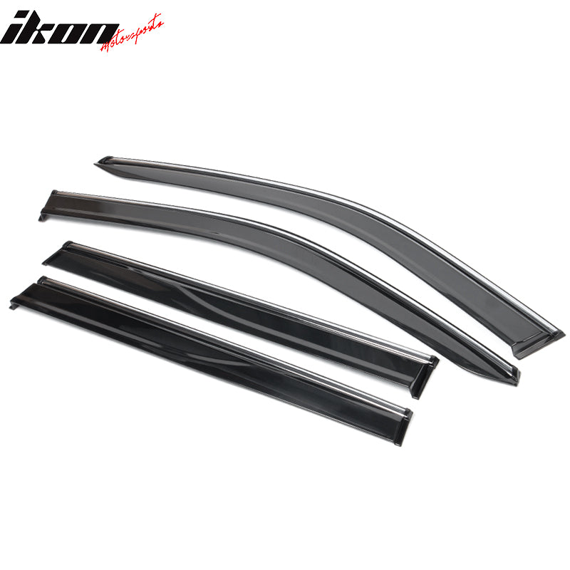 Fits 17-25 Jeep Compass MP Window Visors Vent Rain Guards W/Chrome Trim PC 4PCS