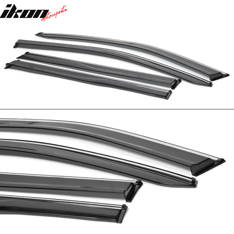 Fits 17-25 Jeep Compass MP Window Visors Vent Rain Guards W/Chrome Trim PC 4PCS