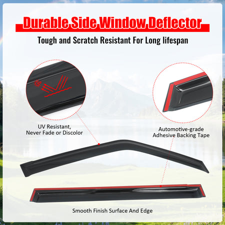 Fits 17-24 Nissan Armada Window Visors 4PCS Smoke Acrylic Rain Sun Deflectors