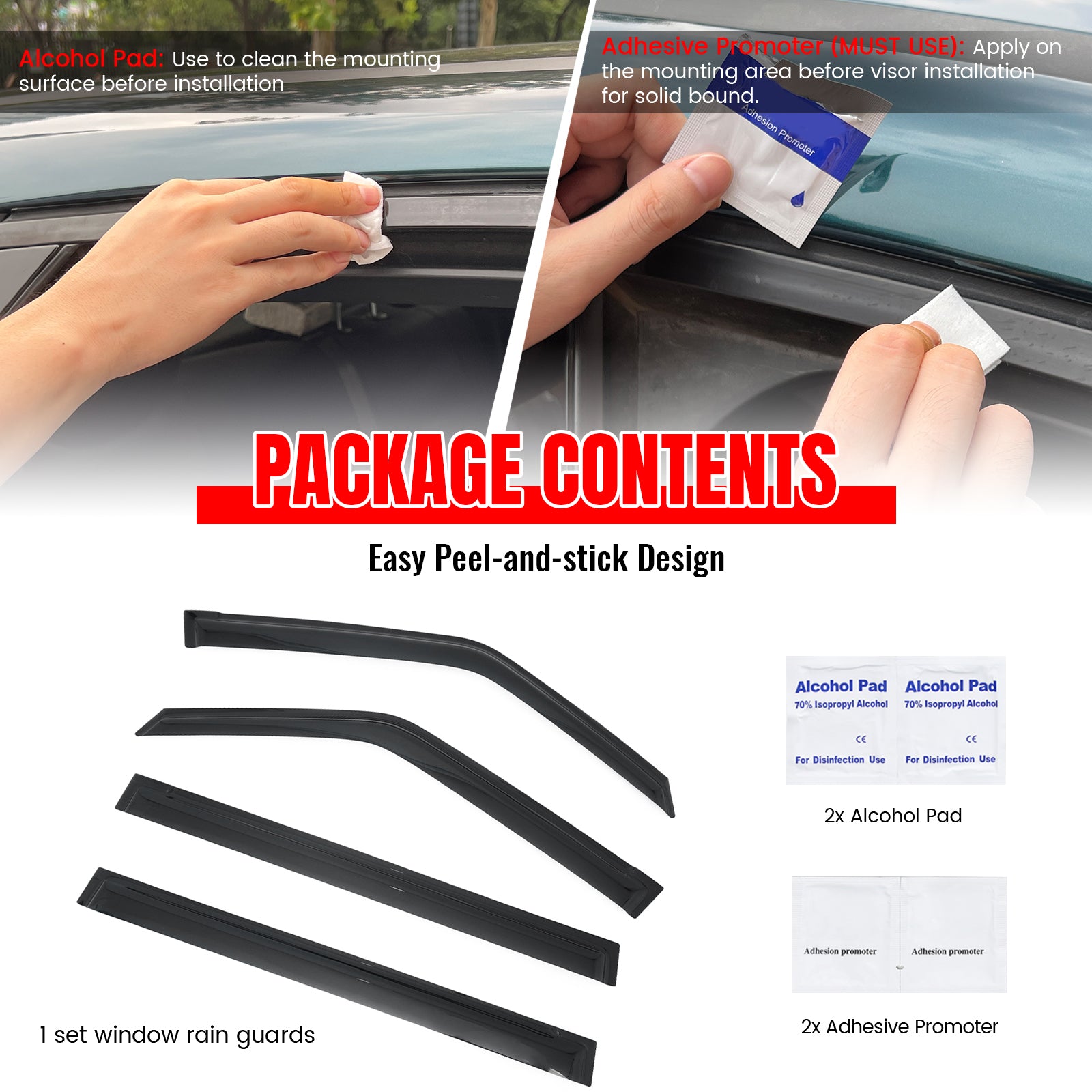 Fits 17-24 Nissan Armada Window Visors 4PCS Smoke Acrylic Rain Sun Deflectors