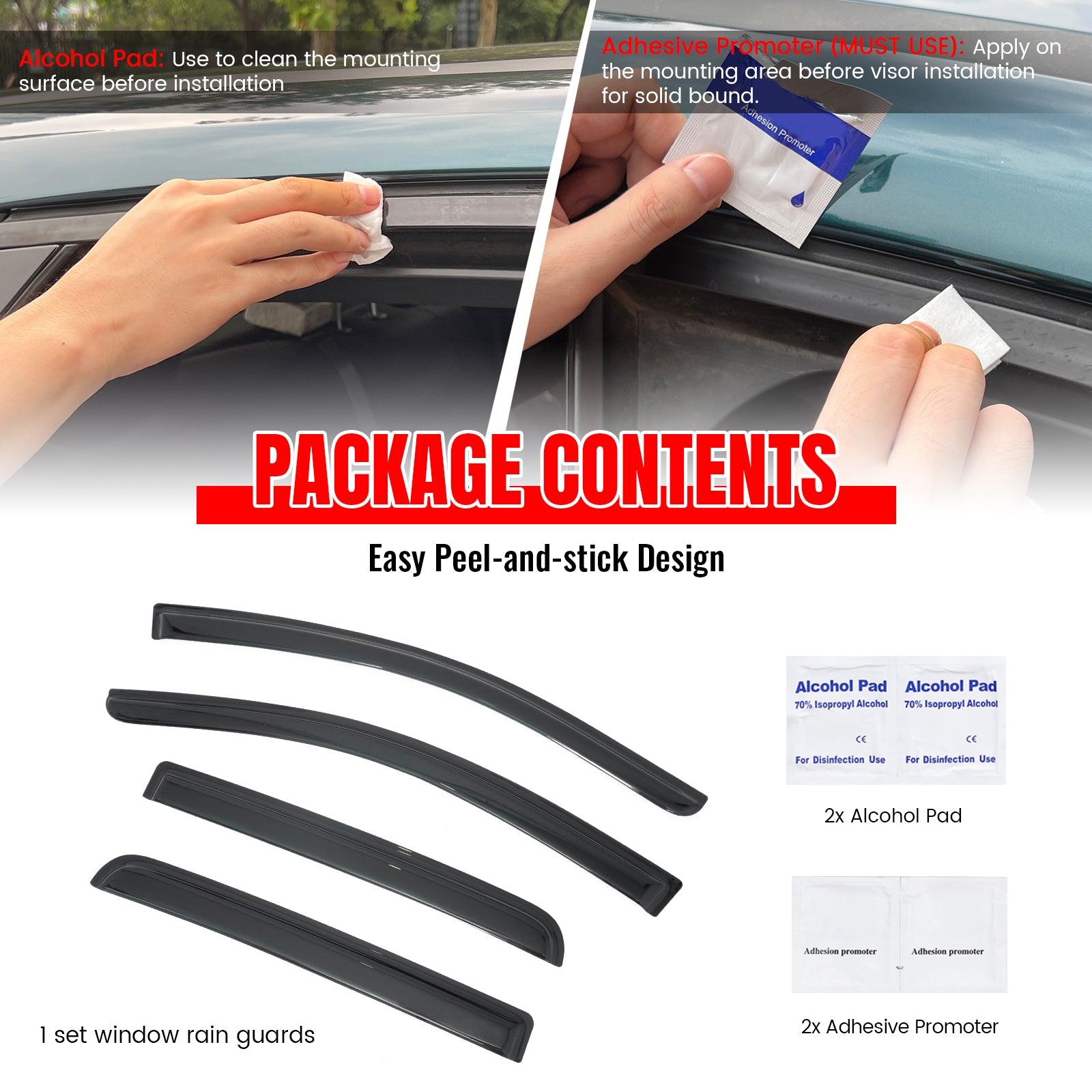 Fits 17-24 Nissan Titan& 16-24 Titan XD Crew Cab Window Visors Deflectors 4PCS