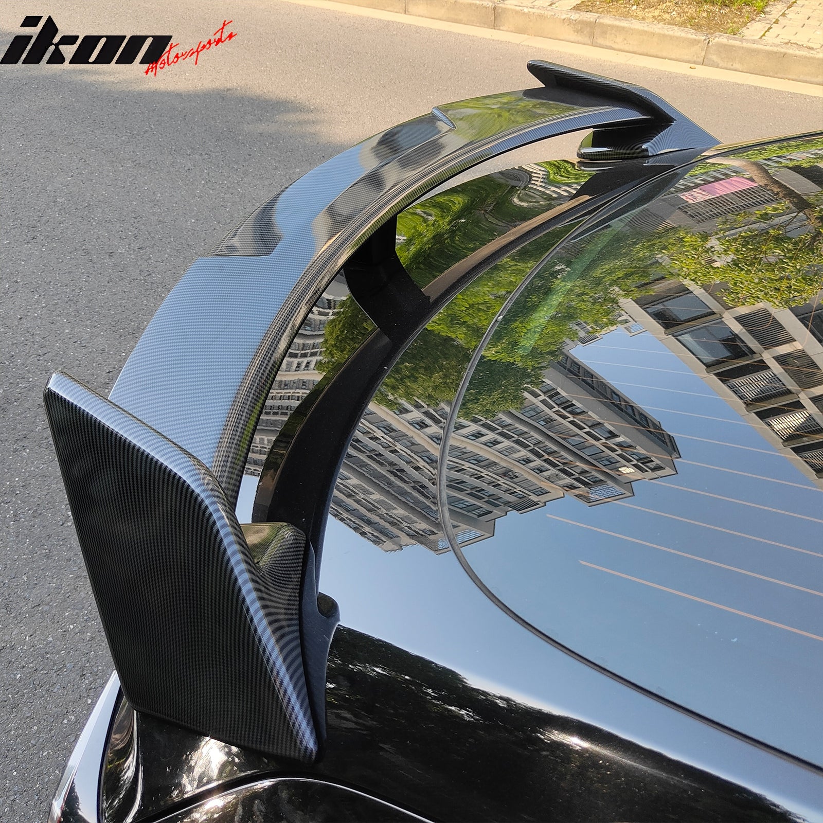 Fits 17-25 Tesla Model 3 GT Style Rear Trunk Spoiler Wing Carbon Fiber Print ABS