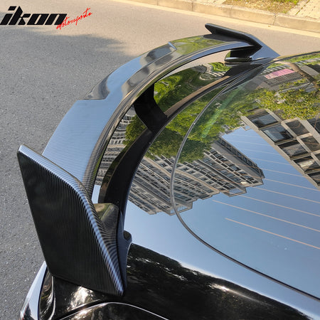 Fits 17-25 Tesla Model 3 GT Style Rear Trunk Spoiler Wing Carbon Fiber Print ABS