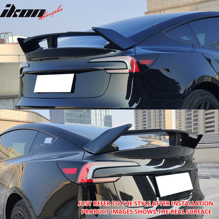 Fits 17-25 Tesla Model 3 GT Style Rear Trunk Spoiler Wing Carbon Fiber Print ABS