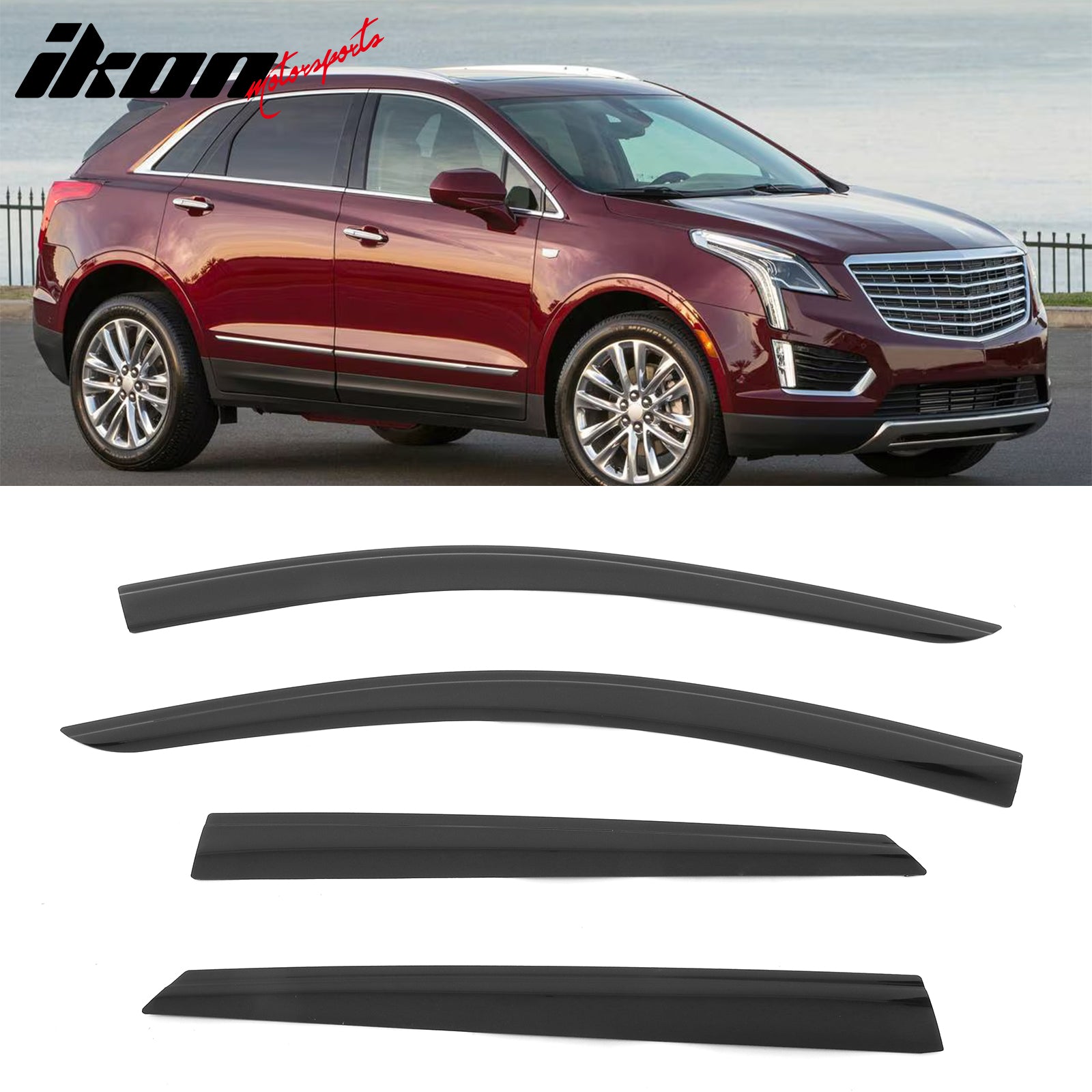 WellVisors Window Visors For Cadillac XT5 2017-2024 – Smoke Tint Side Deflectors