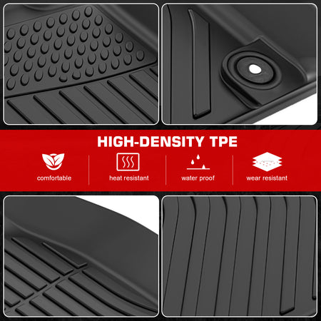 IKON MOTORSPORTS 3D TPE Floor Mats, Compatible with 2014-2016 Porsche 981 Cayman/2013-2016 981 Boxster/2017-2025 718 Cayman/718 Boxster/718 Spyder, All Weather Floor Liners, Front & 2nd Row Set, Black