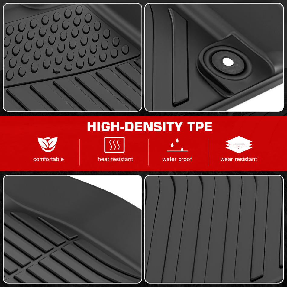 IKON MOTORSPORTS 3D TPE Floor Mats, Compatible with 2014-2016 Porsche 981 Cayman/2013-2016 981 Boxster/2017-2025 718 Cayman/718 Boxster/718 Spyder, All Weather Floor Liners, Front & 2nd Row Set, Black