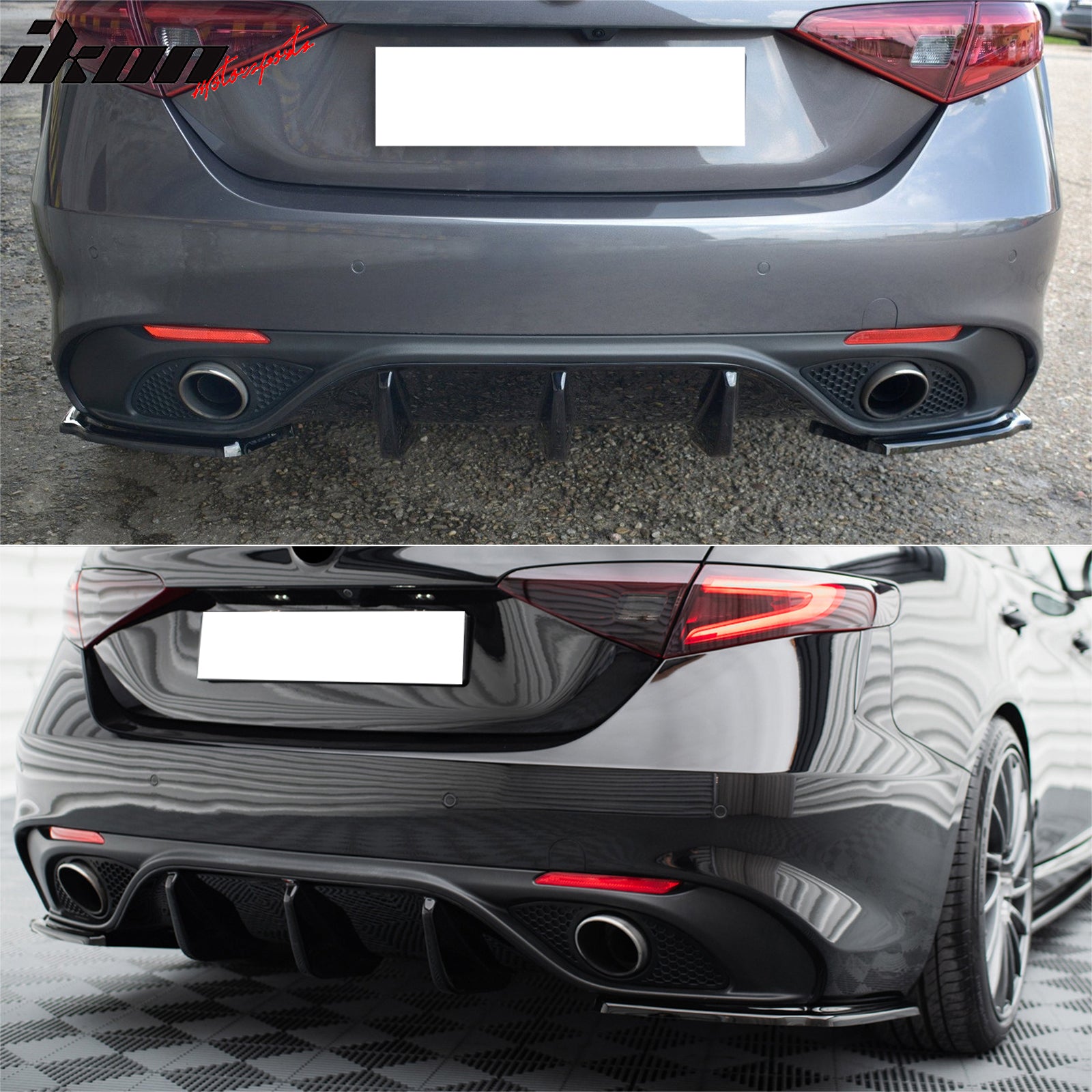 Fits 17-25 Alfa Romeo Giulia MX Style Rear Bumper Aprons Extensions PU Unpainted
