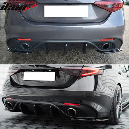 Fits 17-25 Alfa Romeo Giulia MX Style Rear Bumper Aprons Extensions PU Unpainted