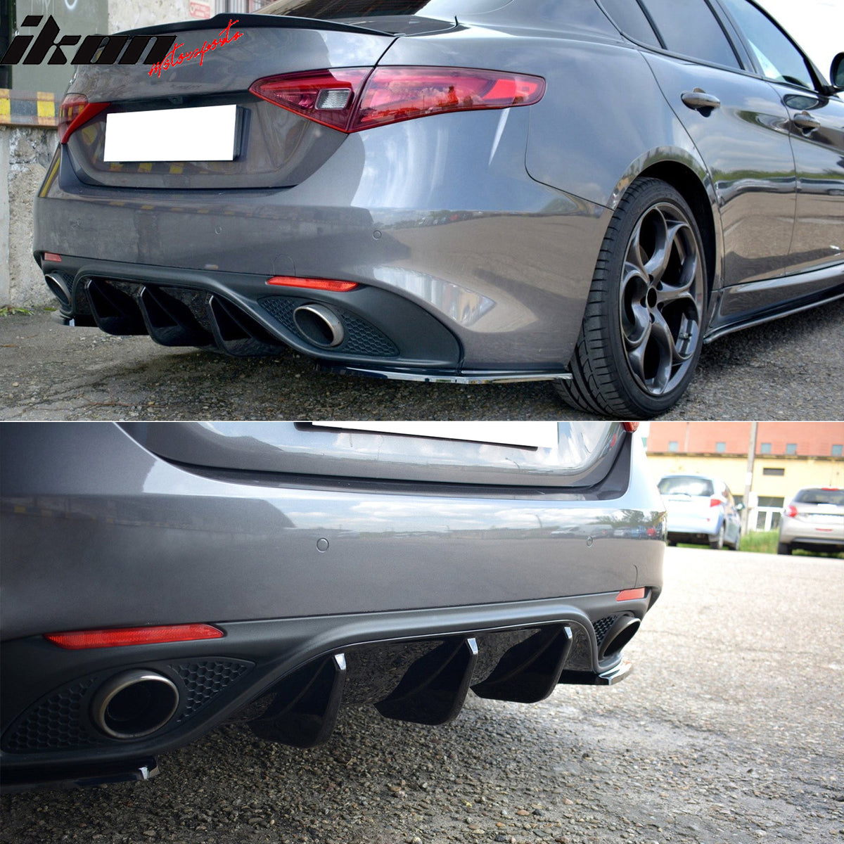Fits 17-25 Alfa Romeo Giulia MX Style Rear Bumper Lip Diffuser PU Unpainted