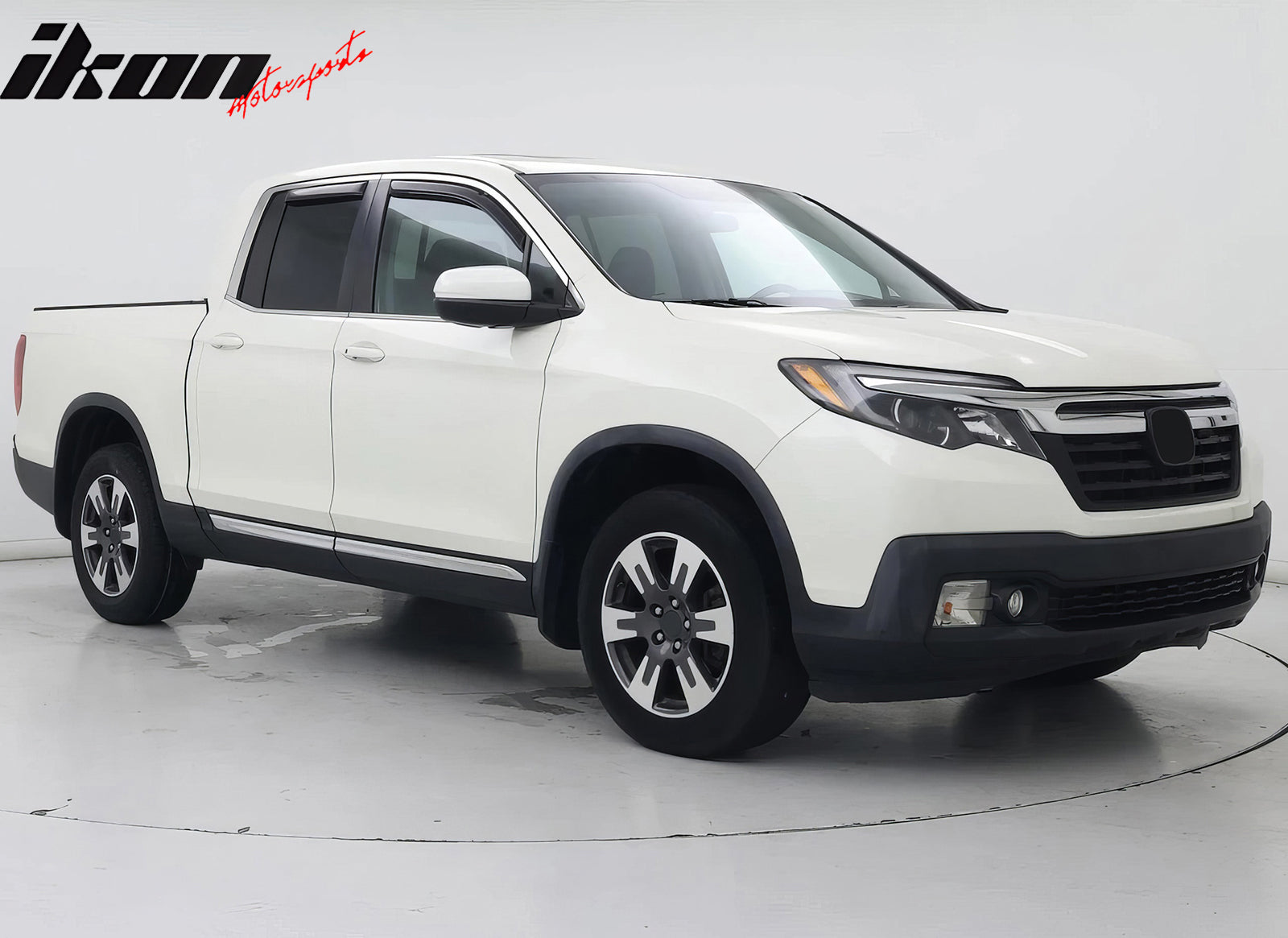 IKON MOTORSPORTS In Channel Window Visors Compatible with 2017-2025 Honda Ridgeline, Slim Style Acrylic Smoke Rain Guards, Side Window Wind Deflectors 4PCS