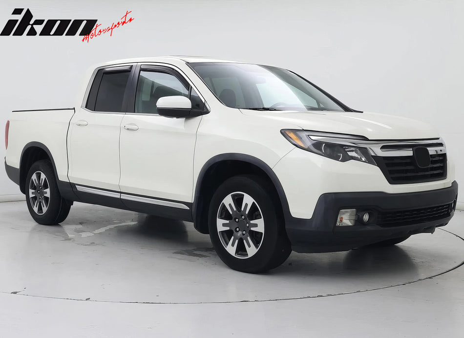 IKON MOTORSPORTS In Channel Window Visors Compatible with 2017-2025 Honda Ridgeline, Slim Style Acrylic Smoke Rain Guards, Side Window Wind Deflectors 4PCS