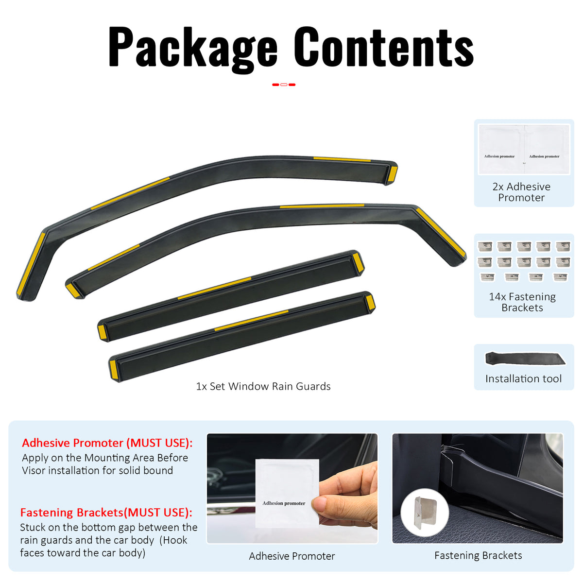 Fits 17-26 Jeep Compass Side Window Visors Injection PC In-Channel Deflectors