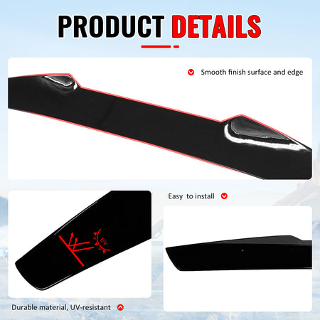 Fits 17-26 Alfa Romeo Giulia V Style Gloss Black Rear Roof Spoiler Wing Lip ABS