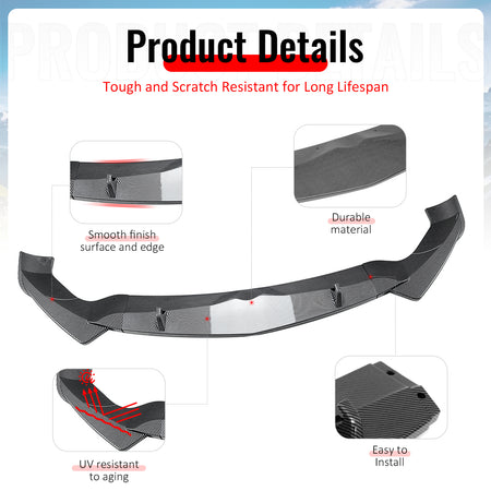 Fits 17-26 Alfa Romeo Stelvio IKON Style Front Bumper Lip Carbon Fiber Print 3PC