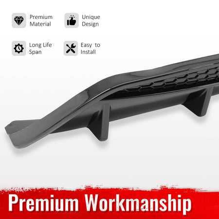 Fits 17-26 Alfa Romeo Stelvio Gloss Black V Style Rear Bumper Diffuser Guard ABS