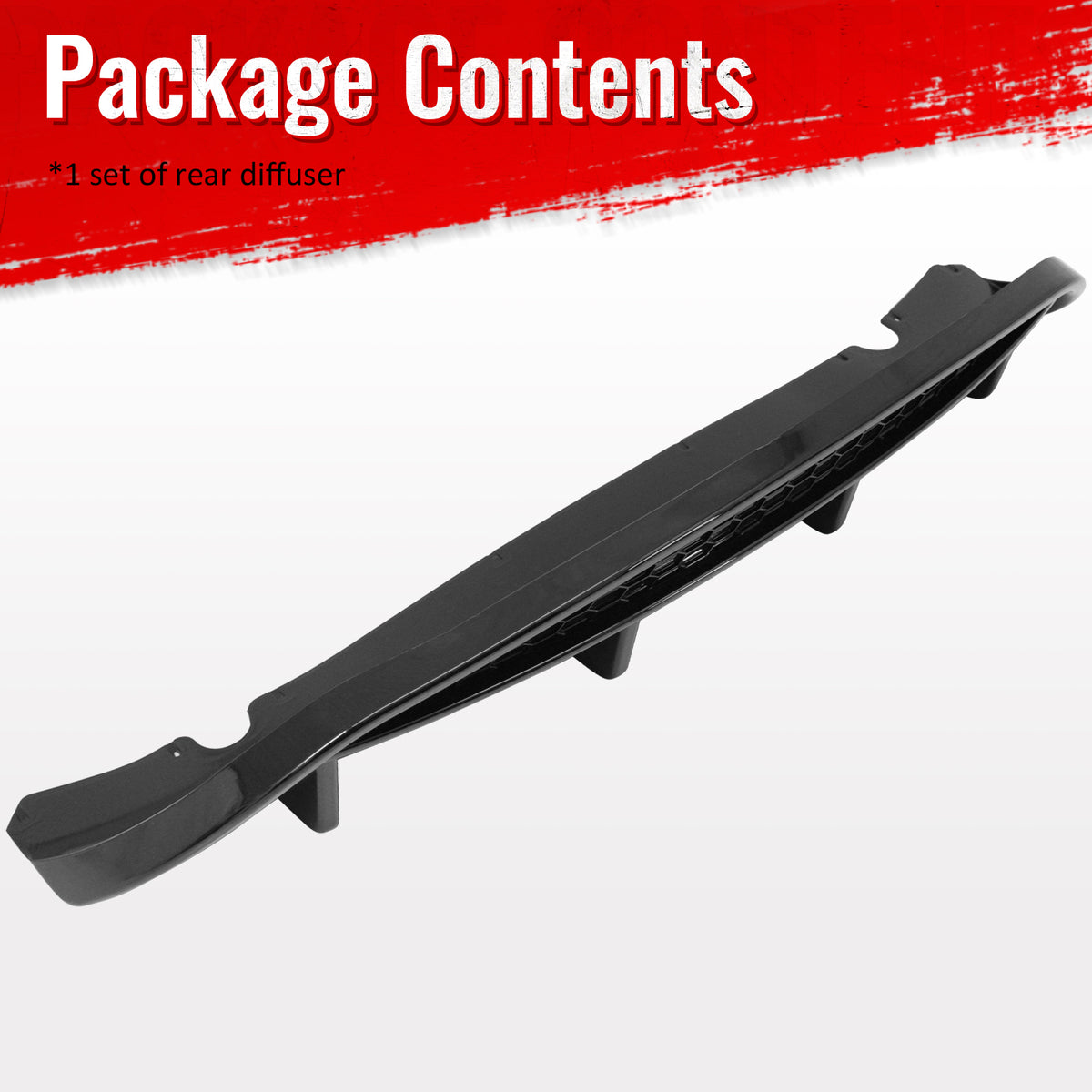 Fits 17-26 Alfa Romeo Stelvio Gloss Black V Style Rear Bumper Diffuser Guard ABS