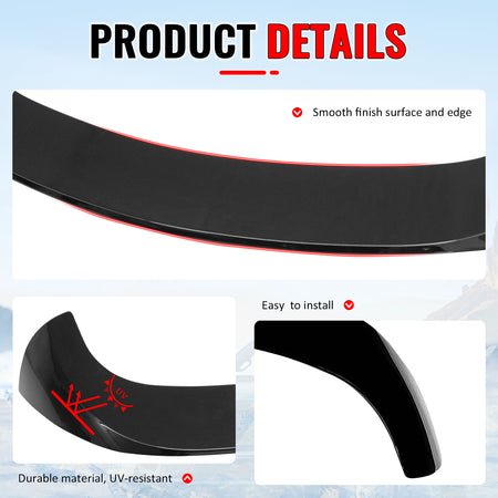 Fits 17-26 Alfa Romeo Stelvio Gloss Black IKON Style Rear Roof Spoiler Wing ABS