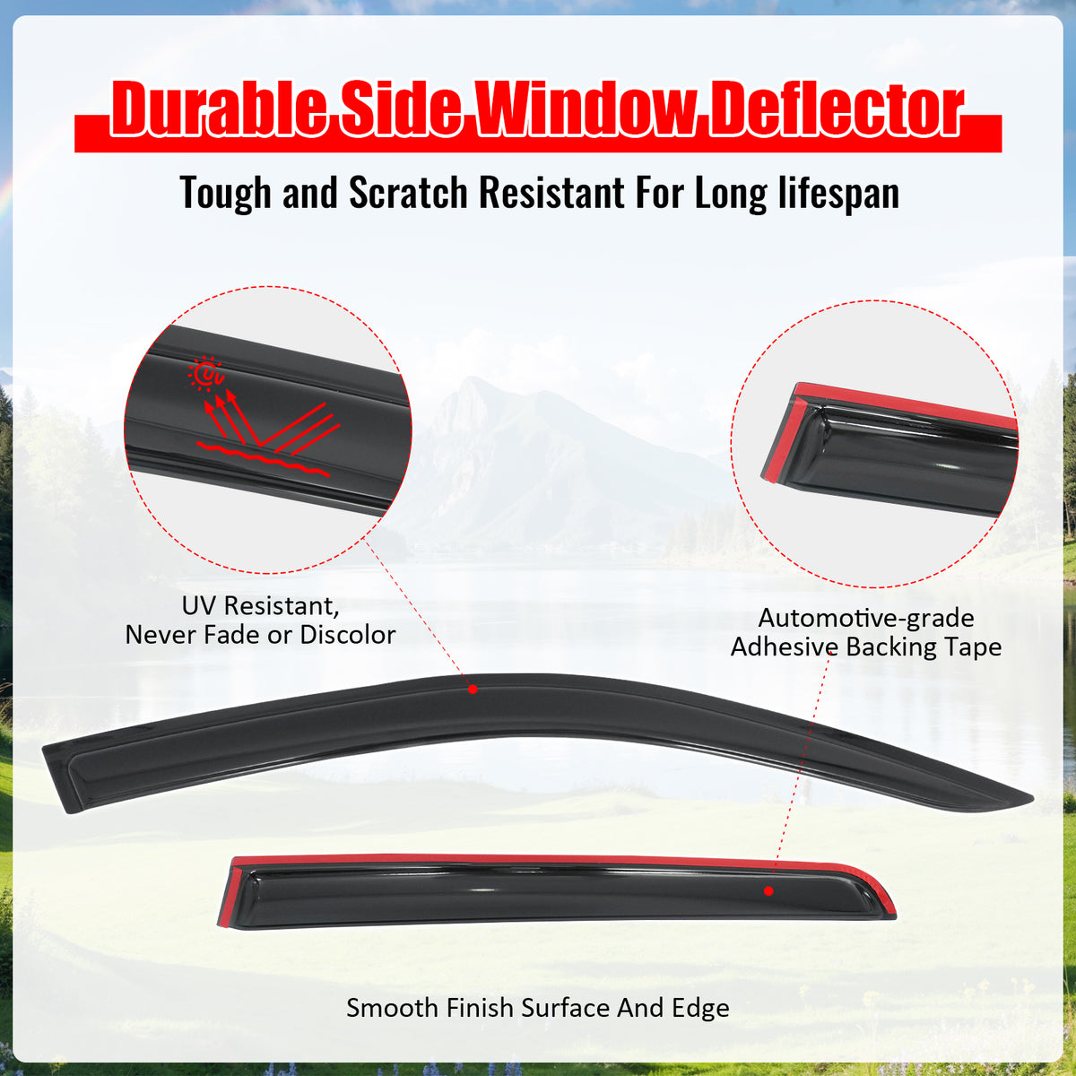 Fits 17-26 Honda Ridgeline Window Visors Smoke Acrylic Rain Sun Shade 4PCS Set