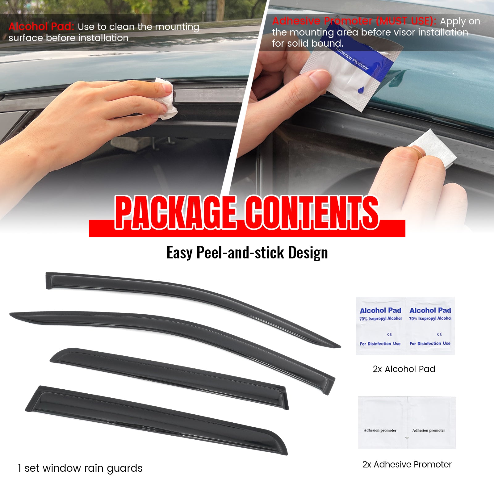 Fits 17-26 Honda Ridgeline Window Visors Smoke Acrylic Rain Sun Shade 4PCS Set