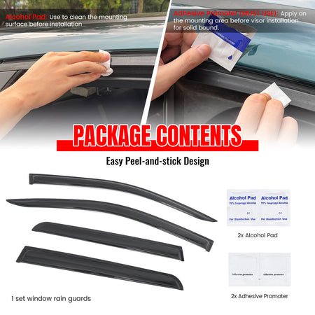 Fits 17-26 Honda Ridgeline Window Visors Smoke Acrylic Rain Sun Shade 4PCS Set