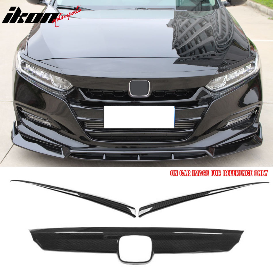 2018-2020 Honda Accord OE Style Carbon Fiber Print Front Bumper Grille Cover ABS