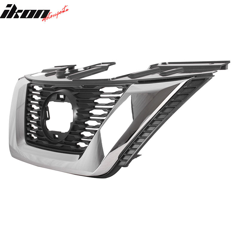 IKON MOTORSPORTS Front Upper Grille, Compatible with 2018-2020 Nissan Rogue SL SV, OE Style Black Silver ABS Replacement Front Bumper Hood Grill