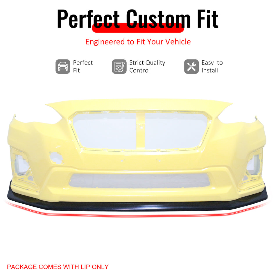 IKON MOTORSPORTS Front Bumper Lip, Compatible with 2018-2020 Subaru Crosstrek, IKCS Style Unpainted Black PU Polyurethane Air Dam Chin Spoiler Protector Splitter 1PCS