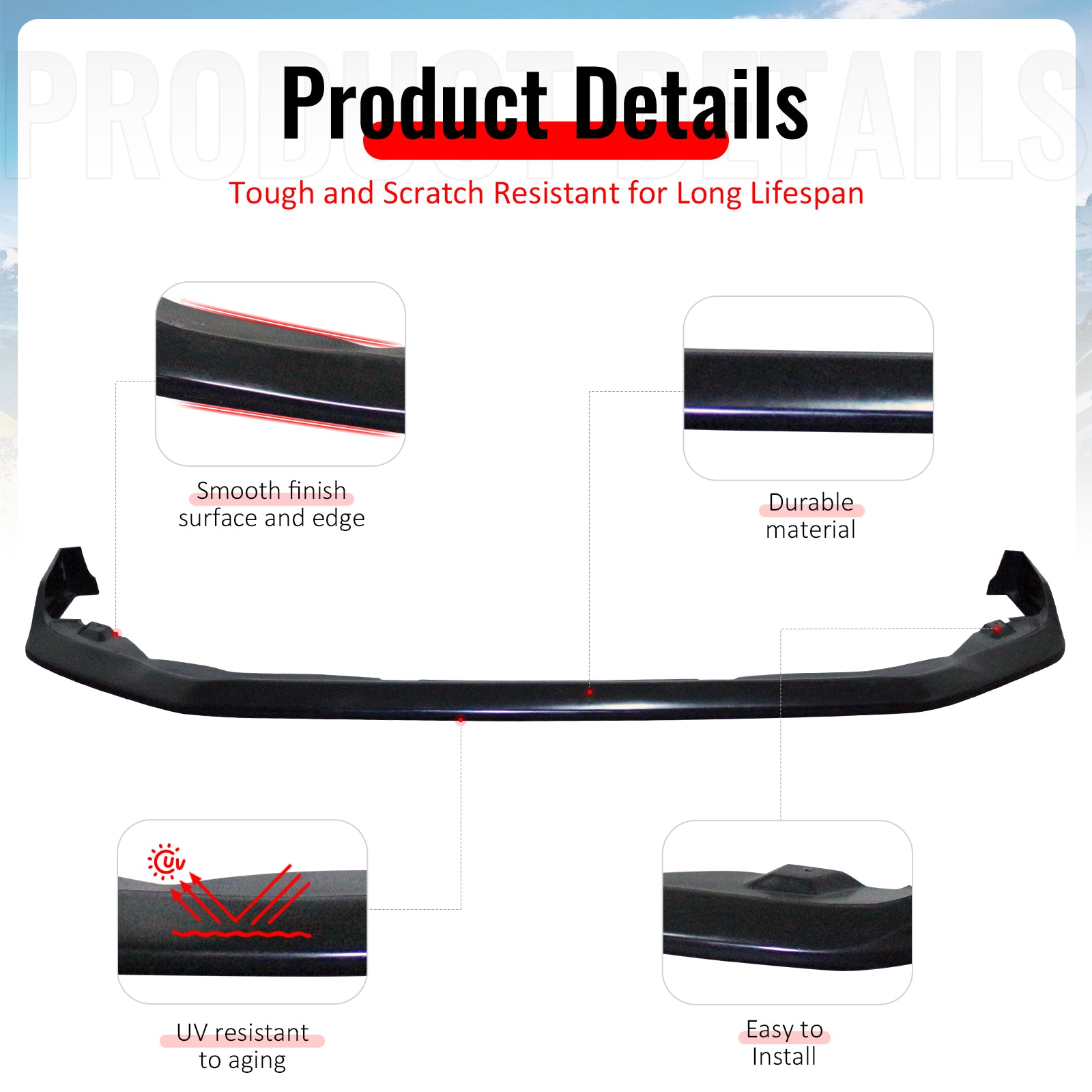 Fits 18-20 Subaru Crosstrek IKCS Style Front Bumper Lip Spoiler Unpainted PU