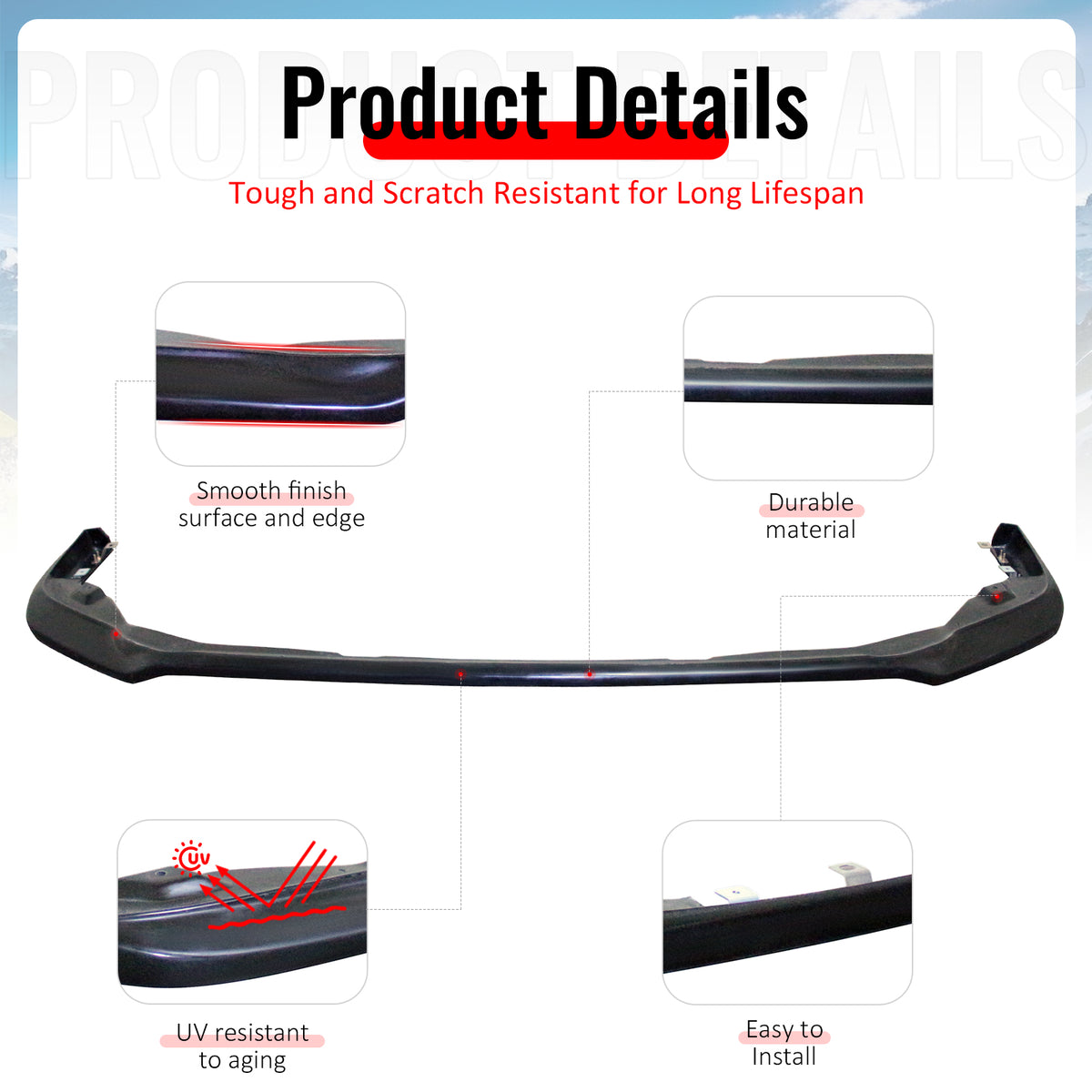 Fits 18-20 Subaru Crosstrek Front Bumper Lip IKST Style Spoiler Unpainted PU Kit