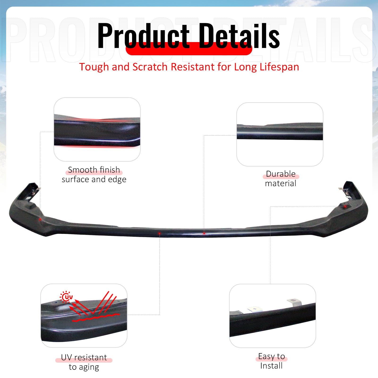 Fits 18-20 Subaru Crosstrek Front Bumper Lip IKST Style Spoiler Unpainted PU Kit