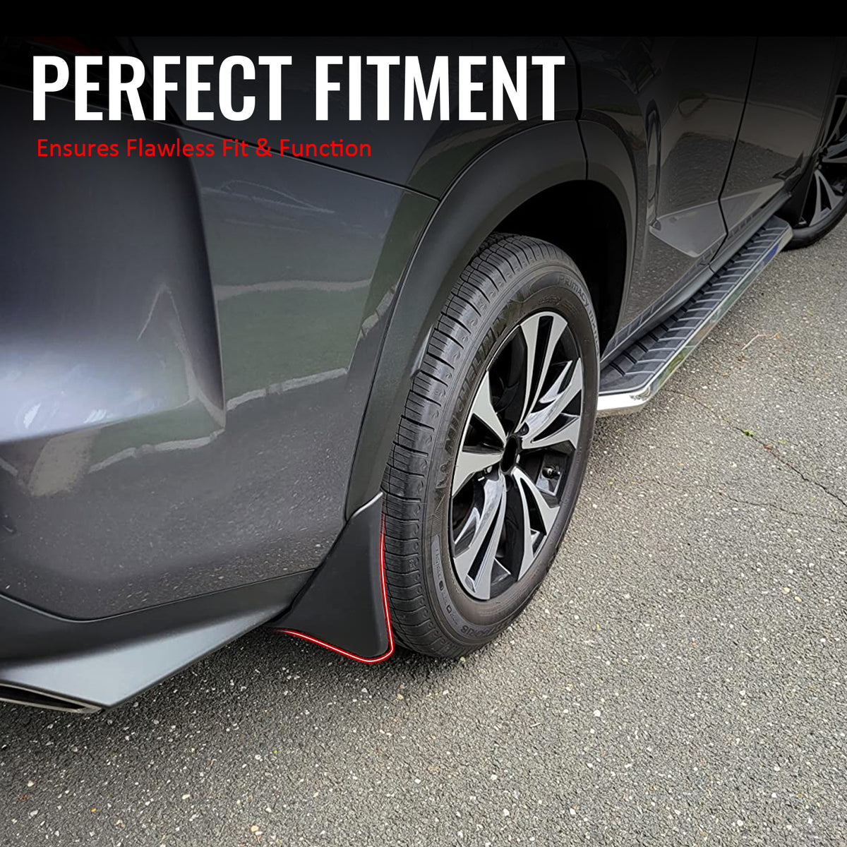 IKON MOTORSPORTS Mud Flap, Compatible with 2018-2021 Lexus NX300 Non-Hybrid, Black PP Polypropylene Mud Guards Splash, Front Rear 4PCS Set