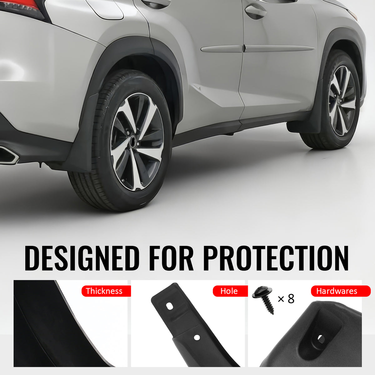 Fits 18-21 Lexus NX300 Non-Hybrid Front & Rear Fender Mud Flaps Splash Guards PP