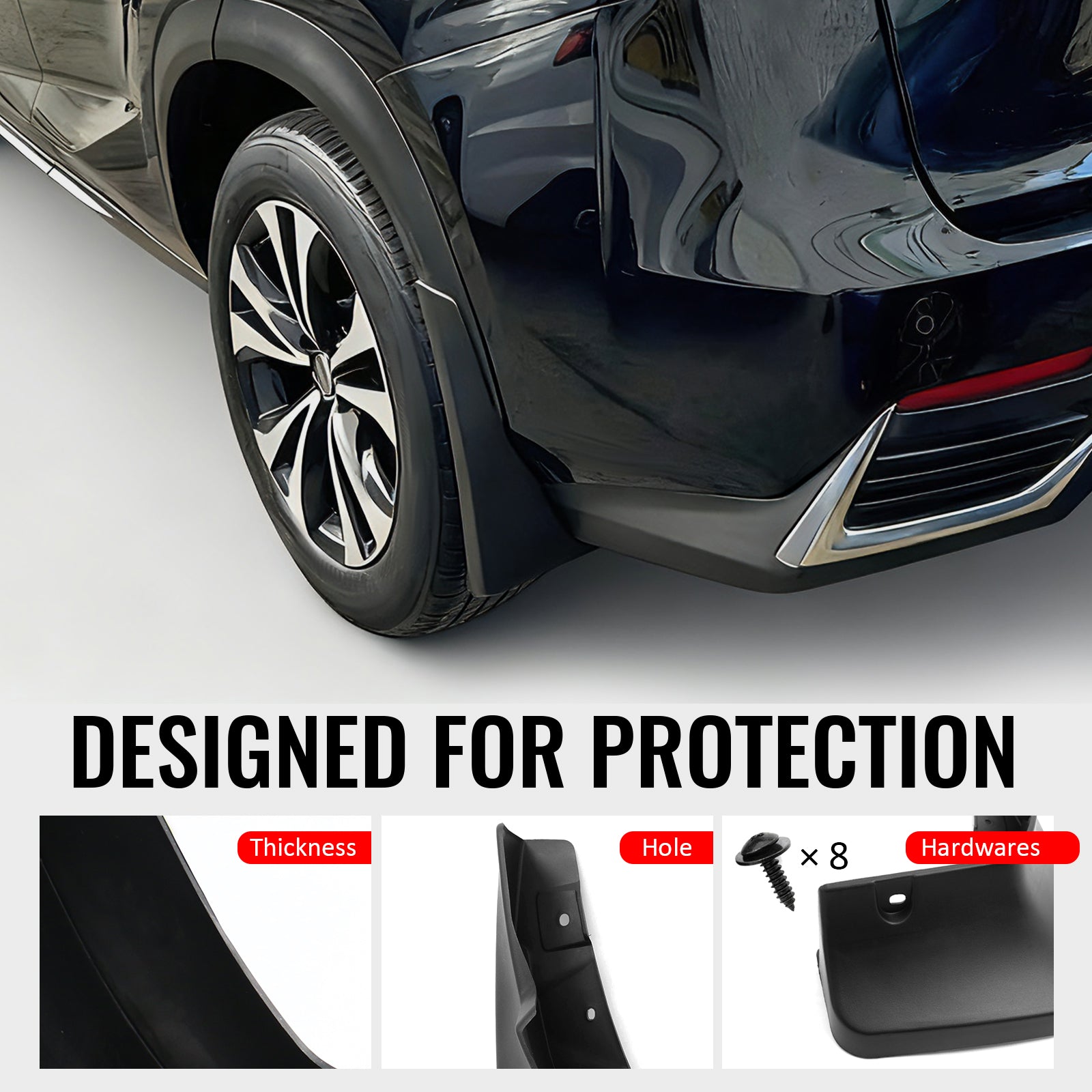 Fits 18-21 Lexus NX300h Hybrid Front & Rear Fender Mud Flaps Splash Guards PP