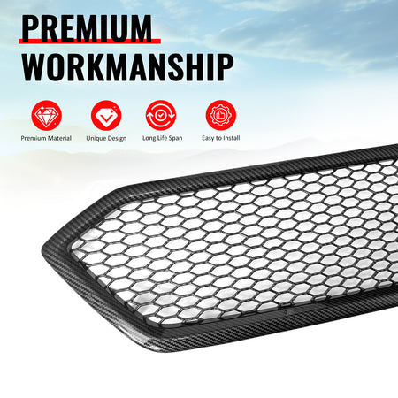 Fits 18-21 Subaru WRX/WRX STI Carbon Fiber Print Honeycomb Front Upper Grille PP