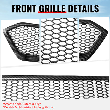 Fits 18-21 Subaru WRX/WRX STI Carbon Fiber Print Honeycomb Front Upper Grille PP